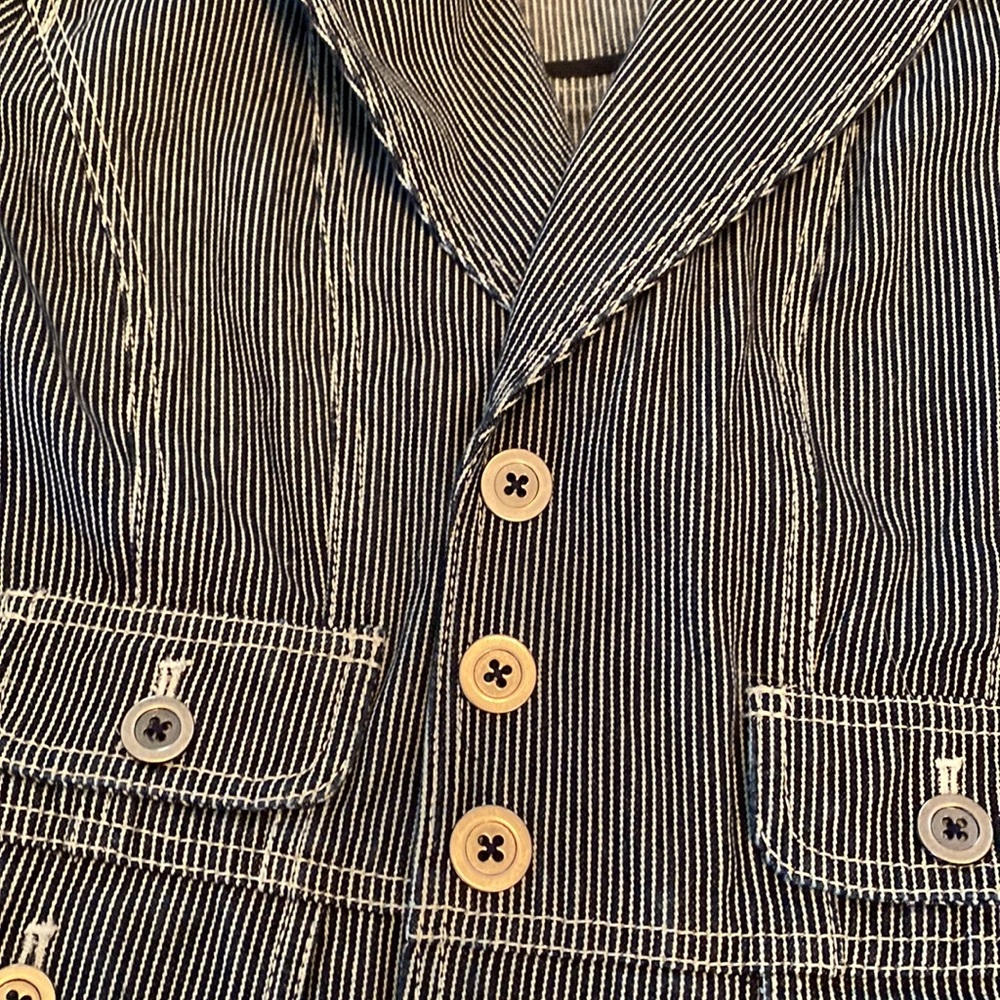 Ann Taylor Loft Stripped Denim Jacket - Picture 3 of 5